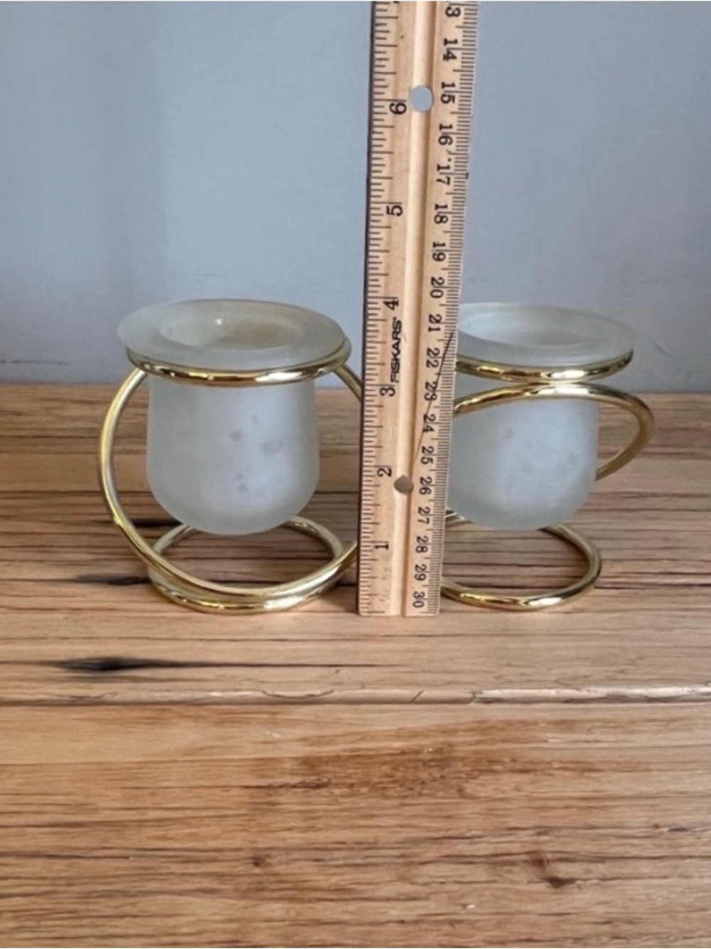 Gold and Frosted Glass Spiral Candle Holders - Set of 2 - Picture 8 of 9